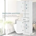 Coluna de Casa de Banho com 2 Portas 1 Gaveta Prateleira Aberta e Prateleiras Ajustáveis 40x30x164 cm Branco