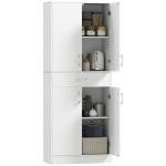 Armário de Cozinha com 4 Portas 1 Gaveta e Prateleiras Ajustáveis Anti - Tombo Armário de Cozinha Moderno 70,8x34x180 cm Branco