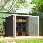 Abrigo de Jardim 1,26 m² de Aço Galvanizado com 2 Portas para Armazenamento de Ferramentas 147x86x134 cm Preto