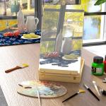 Cavalete de Mesa Ajustável em Madeira de Faia com 5 Compartimentos Prancha de Desenho e Esboços Dobrável 27x41,5x42,5 - 74,5 cm Madeira