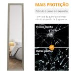 Espelho de Pé 37x155 cm Espelho de Corpo Inteiro Espelho de Parede Retangular com Estrutura de Madeira Cinza
