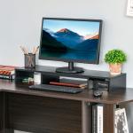 Suporte Elevado para Monitores de Madeira Ajustável em Comprimento e Ângulo para 2 Monitores Notebook 80 - 117x23,5x10cm Preto