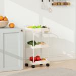 Carrinho Auxiliar com Rodas de 3 Níveis com Cestos Extraíveis Suporte para Toalhas e Estrutura de Metal 42x42,5x76 cm Branco