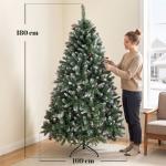 Árvore de Natal Artificial 180 cm Árvore de Natal com 910 Ramos com Efeito Neve 58 Pinhas Verde