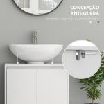 Móvel para Lavatório Pousar Moderno com Prateleira Anti - Tombo Carga 40 kg 60x30x60 cm Branco