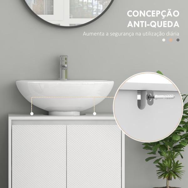 Móvel para Lavatório Pousar Moderno com Prateleira Anti - Tombo Carga 40 kg 60x30x60 cm Branco