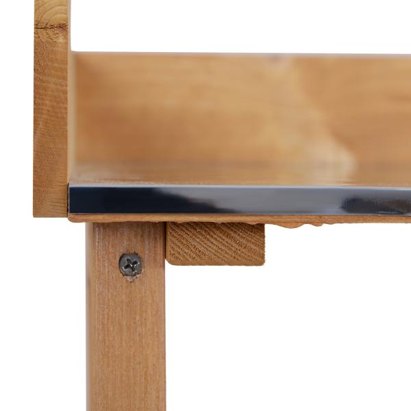 Mesa de Plantação em Madeira de 3 Níveis Mesa de Jardinagem com Placa Metálica 2 Prateleiras e Ganchos 76x37x89 cm Madeira