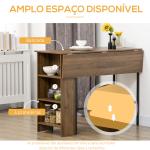 Mesa de Bar Extensível Mesa de Bistrô com 3 Prateleiras de Armazenamento e Estrutura de Metal 120x76x91,4cm Marrom