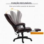 Cadeira de Escritório e Giratória Cadeira de Escritório com Altura Ajustável 6 Pontos de Massagem Controle Remoto e Apoio para os Pés Retrátil 68,5x68,5x119 - 127cm Marrom