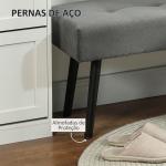 Banco de Pé de Cama Estofado em Bombazina com Assento Acolchoado, Design Capitoné e Pés de Aço para Quarto, Cinzento