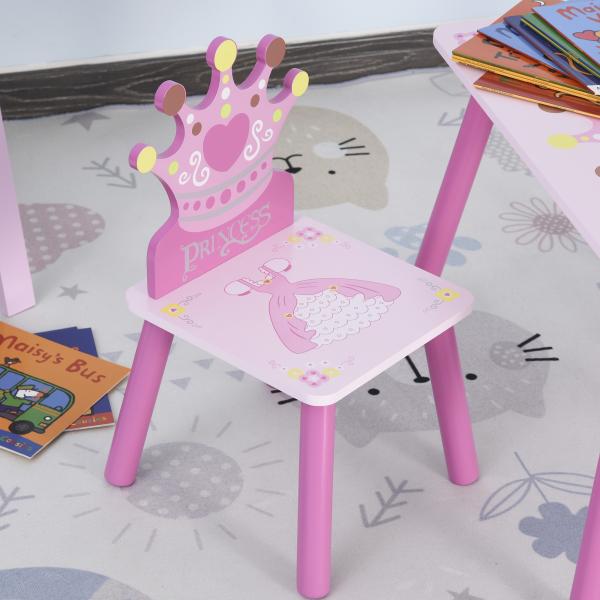 Conjunto de Mesa e 2 Cadeiras Infantis de madeira para crianças acima de 2 anos Set de Mesa 55x34x42cm e Cadeiras 28x26x50cm Rosa