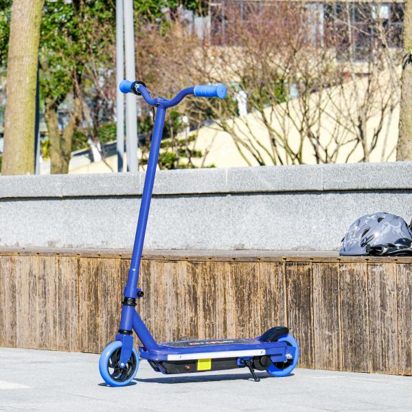 Trotinete Elétrica para Crianças Máx. 10 km/h Motor 80 W Autonomia Máxima 8 km Trotinete com Luzes LED Travão Traseiro 76x46x93 cm Azul