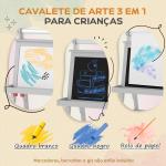 Cavalete de Pintura Infantil 3 em 1 Quadro Dupla Face com Rolo de Papel e Cestos de Arrumação Cinzento