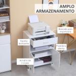 Armário para Impressora com Rodas e Gaveta 60x39x80cm Branco