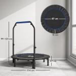 Trampolim Fitness Ø114 Trampolim Dobrável com Pega Ajustável em 4 Níveis Estrutura de Aço Azul