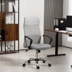 Cadeira de Escritório de Tecido de Malha Encosto para a Cabeça de PU Mecanismo de Inclinação 63x65x109 - 119 cm Cinza