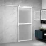 Ferragem para Porta de Correr Kit de Acessórios para Porta Corredeira com 2 Trilhos de Aço de Carbono 200x40x0,6 cm Branco