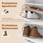 Sapateira Branca Móvel Sapateira Estreita com 2 Portas e 1 Gaveta para 8 Pares de Sapatos 60x23,5x98,5 cm Branco