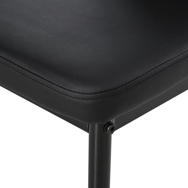 Conjunto de Refeição com Mesa Retangular de Vidro Temperado e 4 Cadeiras Estofadas em PU com Pés de Metal Preto