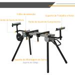 Suporte universal para serra de esquadria dobrável com distância de trabalho ajustável 123,5 - 245x73x96 cm Preto