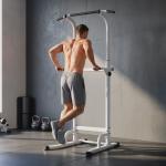 Barra de Elevações com Altura Ajustável 176,5 - 227 cm Resistente Máquina de Elevações Multifuncional Branco