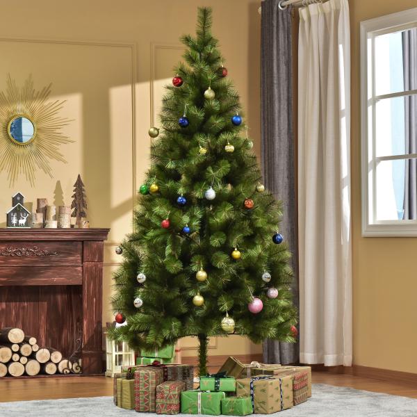 Árvore de Natal 210cm Árvore de Natal Artificial com 505 Ramos e Suporte Metálico Ø90x210cm Verde
