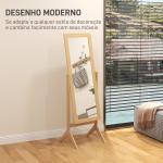 Espelho de Pé para Maquilhagem Reclinável com Estrutura de Madeira para Dormitório Vestidor 47x46x148 cm Carvalho
