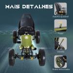 Go - Kart a pedais para crianças acima de 3 anos com freio embreagem assento ajustável máx. 35 kg 105x54x61cm Verde