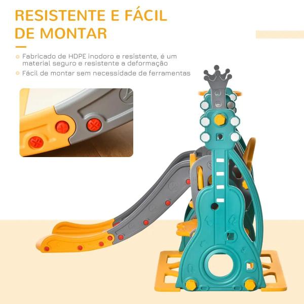 Escorega Infantil com Baloiço e Cesta de Basquetebol 3 em 1 para 18 - 36 Meses com Assento Ajustável Parque Infantil para Interior e Exterior 152x149x107cm Multicor