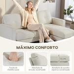Sofá Chaise Longue Sofá em Forma de L Estofado em Poliéster Sofá de Canto Reversível 186x130x84 cm Creme