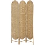 Biombo Separador de Ambientes 3 Painéis 120x170 cm Painel de Privacidade Dobrável Boémio com Topo Arqueado Entrançado à Mão Madeira