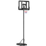 Cesta de Basquetebol com Altura Ajustável 220 - 365 cm Aro de Basquetebol com Suporte Rodas Base Recarregável Preto