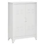 Armário de Metal de Armazenamento com Dupla Porta 2 Prateleiras com Altura Ajustável Armário para Escritório 75x33x110 cm Branco