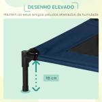 Cama para Animais de Estimação Cama Elevada para Cães Gatos com Tecido Transpirável para Dormir Exterior Jardim Terraço 76x61x18cm Azul