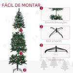Árvore de Natal Artificial Nevada 180 cm com 508 Ramos 49 Pinhas Base Dobrável e Suporte de Aço Ø73x180 cm Verde e Branco