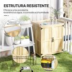 Armário de Exterior em Madeira com Tampo Basculante Prateleira 2 Portas para Armazenamento de Ferramentas 74x43x88 cm Madeira