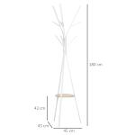 Cabide de Pé Metálico para Pendurar Roupa Bolsas com 9 Ganchos e Prateleira Cabide de Pé Moderno 45x45x180 cm Branco