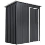 Abrigo de Jardim Exterior 1,5 m² 163x89x182 cm Abrigo Metálico para Ferramentas com Porta de Correr e Teto Inclinado Preto