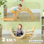Arco de Aprendizagem para Crianças 2 em 1 Arco de Escalar para Crianças de 18 - 48 Meses Baloiço Bebés 68x42x36 cm Madeira