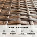 Sofá de Exterior em Rattan de 2 Lugares Sofá de Jardim com Almofada Lavável Estrutura de Aço para Varanda Caqui