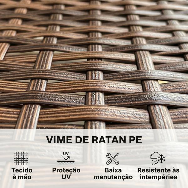Sofá de Exterior em Rattan de 2 Lugares Sofá de Jardim com Almofada Lavável Estrutura de Aço para Varanda Caqui