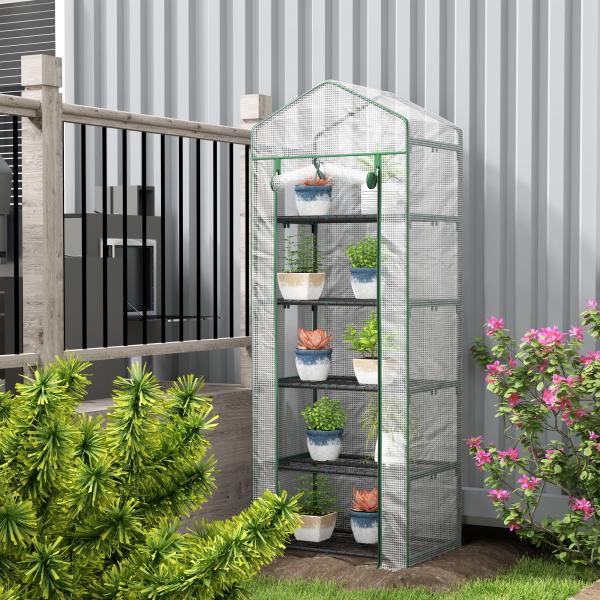 Estufa de Jardim Vertical 69x49x193 cm com 5 Prateleiras Estufa para Plantas e Cultivos com Cobertura Transparente de PE Verde