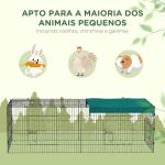 Gaiola para Animais Pequenos Gaiola para Roedores de Aço com Porta e Toldo para Coelhos Chinchilas Galinhas 220x85x70 cm Verde