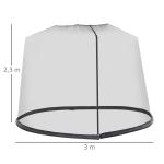 Rede Mosquiteira para Chapéus de Sol de Jardim Ø3m Cobertura de Rede de Chapéu de Sol com Zíper e Tubo Enchido com Água para Terraço Balcão Exterior Preto