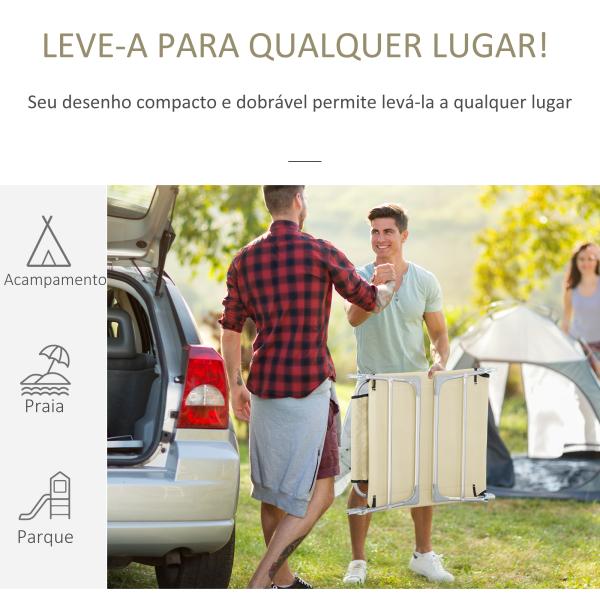 Espreguiçadeira de Jardim Reclinável e Dobrável com Orifício de Leitura Apoio para Cabeça e Encosto Ajustável em 4 Níveis para Praia 182x56x24,5 cm Bege