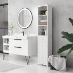 Armário de coluna multiuso branco para banheiro com prateleiras 34x24x170cm 3 prateleiras 1 porta e 1 gaveta