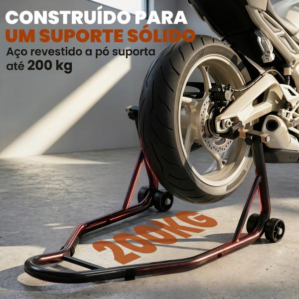 Cavalete para Mota Suporte Traseiro Universal de Aço com Suportes em U e L para Roda 10" 17" 18" Carga 200 kg Preto