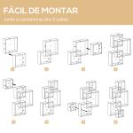 Estante de Parede com 5 Cubos Estante Flutuante de Madeira Estilo Moderno 49,5x10,2x86cm Branco