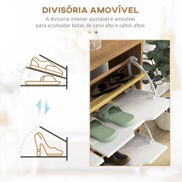 Sapateira para 16 Pares de Sapatos com 4 Gavetas e Prateleiras Ajustáveis 95x26x95 cm Madeira