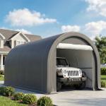 Garagem Exterior para Carro 3x5 m Impermeável com Tecido PE Resistente Estrutura de Aço Galvanizado UPF30+ Cinzento